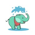 Cute Baby Elephant Happy Friendly Spraying Water Cartoon Character Royalty Free Stock Photo
