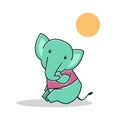 Cute Baby Elephant Happy Friendly Sun Sunbathe Cartoon Character Royalty Free Stock Photo