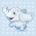 Cute baby elephant kawaii cartoon vector character. Adorable and funny smiling animal enjoying isolated sticker, patch. Anime