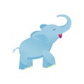 Cute Baby Elephant, Light Blue Lovely Animal Character with Open Mouth Vector Illustration Royalty Free Stock Photo