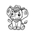 Cute Baby Elephant Line Art Coloring Page Royalty Free Stock Photo