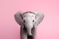 Cute Baby Elephant Portrait in Minimalist Studio Setting. Generative AI Illustration