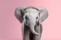 Cute Baby Elephant Portrait in Minimalist Studio Setting. Generative AI Illustration