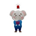 Cute baby elephant suffering from stomachache in cartoon style, animal patient