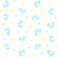 Cute baby elephants seamless pattern with stars