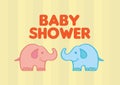 Cute Baby Elephants Vector Illustration for Baby Shower