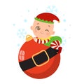 Cute Baby Elf Christmas Illustration