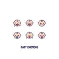 Cute baby faces emotions. Set of baby expressions. Isolated vector icon. Royalty Free Stock Photo