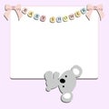 Cute baby festive frame with little Koala hanging Royalty Free Stock Photo