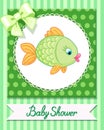 Cute baby fish card draw vector Royalty Free Stock Photo