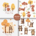 Cute baby fox and bear seamless pattern, for fabrics, textiles, children`s wear, wrapping paper