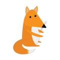 Cute baby fox. Cartoon character. Forest animal collection. White background. Isolated. Flat design Royalty Free Stock Photo