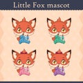 Cute baby fox mascot set - thumb sucking pose Royalty Free Stock Photo