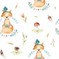 Cute baby foxes animal seamless pattern for kindergarten, nurser