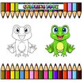 Cute baby frog cartoon sitting for coloring book Royalty Free Stock Photo