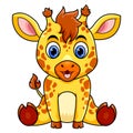 Cute baby giraffe cartoon sitting Royalty Free Stock Photo