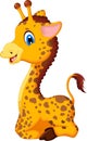 Cute baby giraffe cartoon sitting for you design Royalty Free Stock Photo