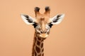 Cute Baby Giraffe Portrait in Vibrant Minimalist Studio. Generative AI Illustration