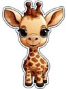 Cute Baby Giraffe Stickers with Horns - Cartoon Style Vinyl Decal AI Generated