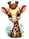 Cute Baby Giraffe Stickers - Super Cute Character Vinyl Sticker with White Border on White Background AI Generated