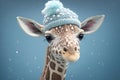 Cute Baby Giraffe Wearing A Hat