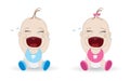 Cute Baby girl Baby boy twin crying baby vector Royalty Free Stock Photo