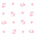 Cute baby girl bear seamless pattern with hearts