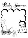 Cute baby girl or boy baby shower card invent illustration