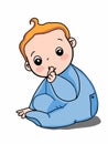 Cute baby girl  or boy cartoon characters thumb sucking Royalty Free Stock Photo