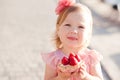 Cute baby girl eating cake Royalty Free Stock Photo