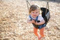 Cute baby girl having fun on a swing Royalty Free Stock Photo