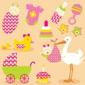 Cute Baby Girl Icons Royalty Free Stock Photo