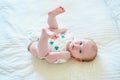 Cute baby girl lying on her back Royalty Free Stock Photo