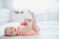 Cute baby girl lying on her back Royalty Free Stock Photo