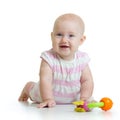 Baby girl lying on her stomach Royalty Free Stock Photo