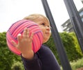 Cute baby girl outdoors in a park Royalty Free Stock Photo