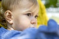 Cute baby girl outdoors in a park Royalty Free Stock Photo