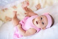 Cute baby girl in a pink dress Royalty Free Stock Photo