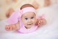 Cute baby girl in a pink dress Royalty Free Stock Photo