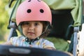 Cute Baby Girl with Pink Helmet