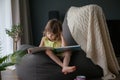 Cute baby girl reading a book Royalty Free Stock Photo