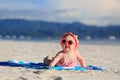 Cute baby girl on tropical beach Royalty Free Stock Photo