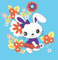 cute baby girls bunny with flower print vector art Royalty Free Stock Photo