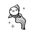 Cute baby goldfish hand drawn in sketch style Royalty Free Stock Photo