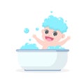 Cute baby having bath