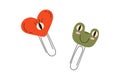 Cute baby heart and frog paper clips