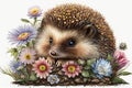Cute Baby Hedgehog kawaii cute big eye isolate on white background