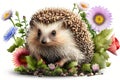 Cute Baby Hedgehog kawaii cute big eye isolate on white background