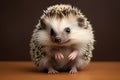 Cute Baby Hedgehog Portrait in Bold Minimalist Studio. Generative AI illustration