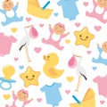 cute baby illustrations in background pattern